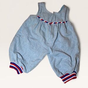 VTG handmade 12M Baby Romper Blue Red White Trim USA Patriotic Sunsuit Bloomer